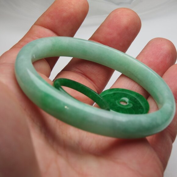 "Natural Jade bangle + REE Jade Ring & Jade Donut 57mm " - Picture 3 of 3